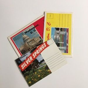 3 Vintage Unused Fold Out Postcards